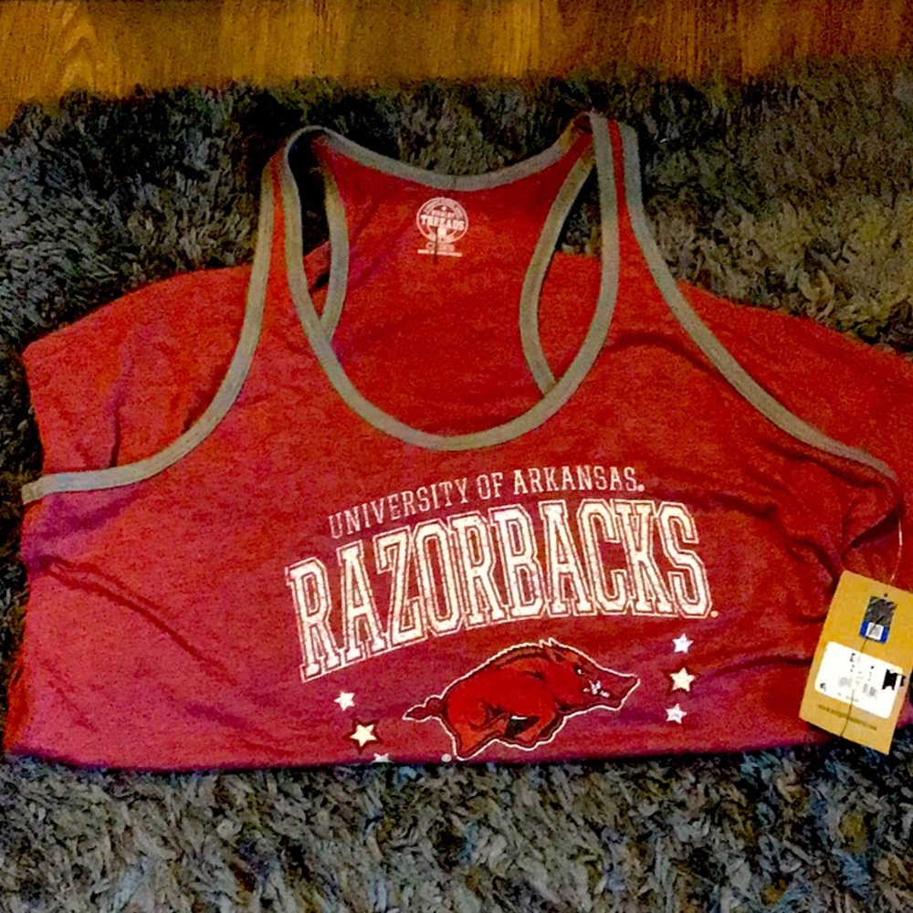 Ladies XL 16/18 University Of Arkansas Razorback Maroon-gray tank top